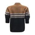 thumbnail image 3 of Men's Fleece-Lined Quarter Zip Sweater, Thermal Winter Pullover with Color Block Stripes, Plush Knit Shirt for Cold Weather, Casual Warm Sweatshirt for Fall Winter,L, 3 of 5