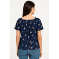 thumbnail image 3 of Lucky Brand Women’s Square Neck Short Sleeve Shirt, Navy Floral Small, 3 of 3
