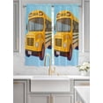 thumbnail image 2 of School Bus Bathroom Window Curtain, Cartoon Funny Yellow Transportation Truck Blue Light Filtering Coffee Kitchen Curtains, Bedroom Living Room Curtains 2 Panel 84"x63", 2 of 6