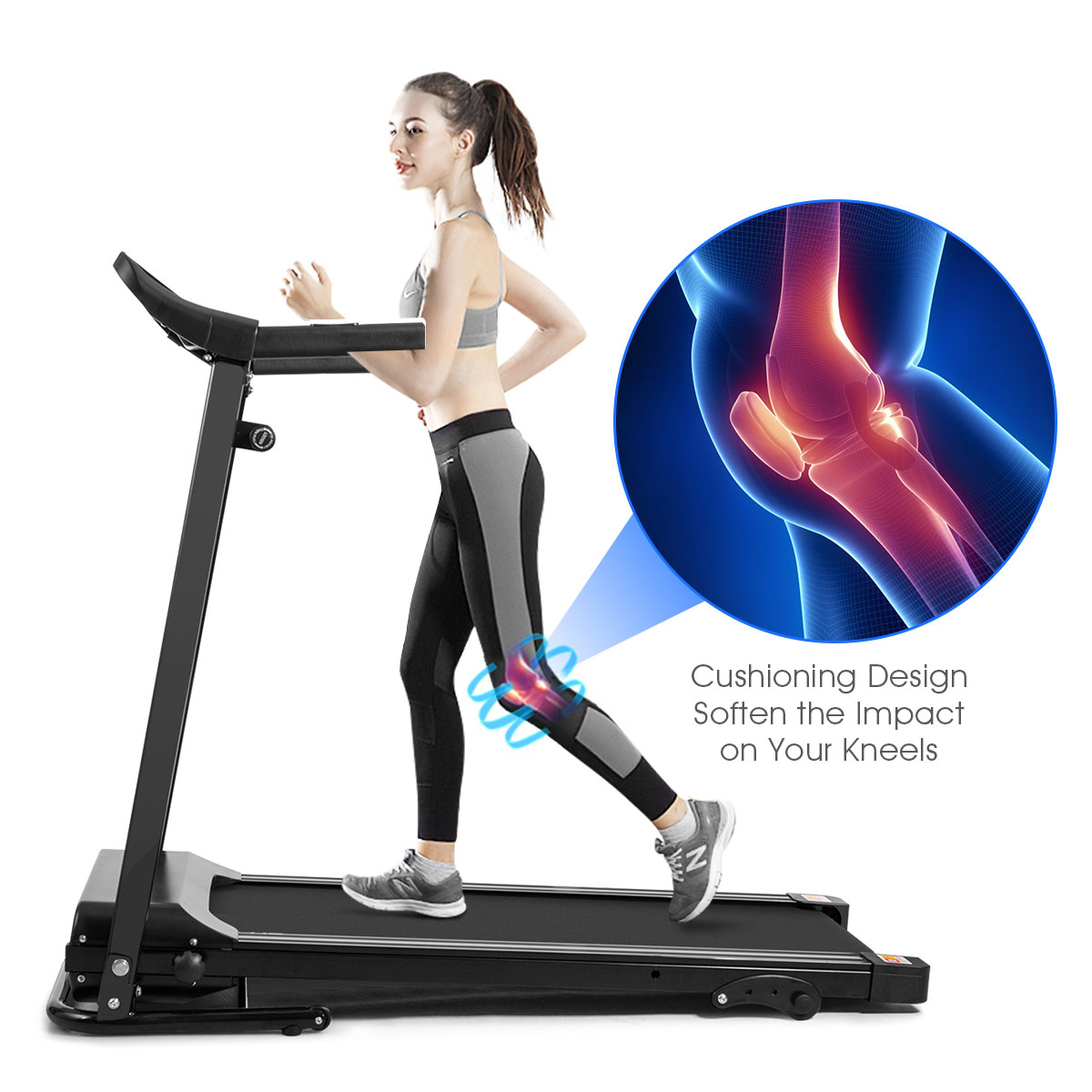 Goplus 1.0HP Folding Treadmill Electric Support Motorized Power Running Machine Trainer - image 2 of 10