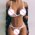 thumbnail image 4 of Gibobby Lencería de encaje para mujer Conjunto de lencería con aros de 2 piezas para mujer, ropa interior de dos piezas, ropa interior, ropa de dormir, conjunto de lencería co(Blanco, L), 4 of 5