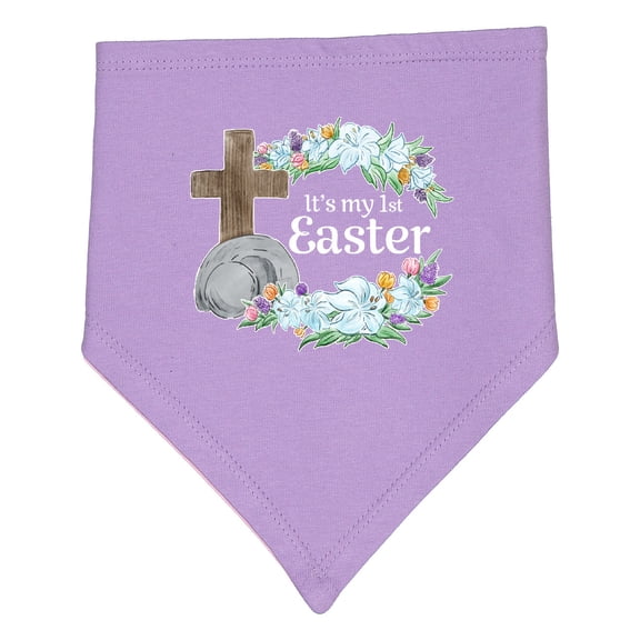 Inktastic It's My 1st Easter with Cross and Flowers Baby Bandana Bib