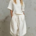 thumbnail image 5 of Cagogo Women's 2 Piece Set Casual Summer Matching Lounge Sets Loose Short Sleeve Crew Neck Tops Comfy Pants Tracksuits Loungewear Travel Airport Outfit Clothes, White XL, 5 of 9