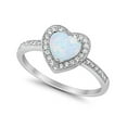 thumbnail image 5 of Halo Dazzling Heart Promise Ring Round Lab Created White Opal 925 Sterling Silver Size 6, 5 of 6