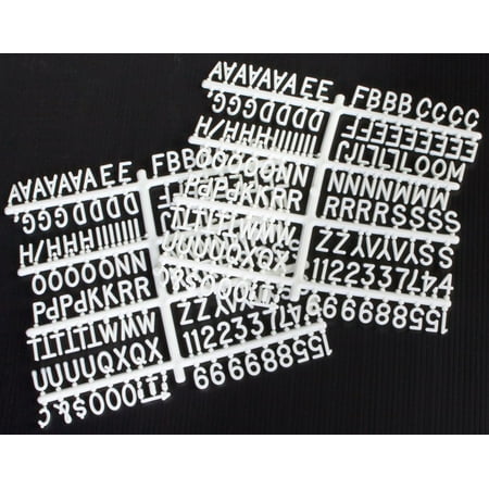 Changeable Message Board - Set of 4 Sheets, Changeable Letters are 3/4”h White Plastic Character Sets – Message Board Accessories Come on Sprues (ELS34)