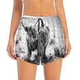 thumbnail image 2 of Vsdgher Yak Print Women's Running Double Layer Shorts High Waisted with Pockets Elastic Yoga Workout Athletic Gym Sports, 2 of 8