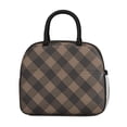 thumbnail image 2 of Brown and Black Checkered Pattern Insulated Leakproof Lunch Box for Work, Lunch Bag for Women Men, Loncheras Para Mujer for Beach Travel Picnic Camping, 2 of 6