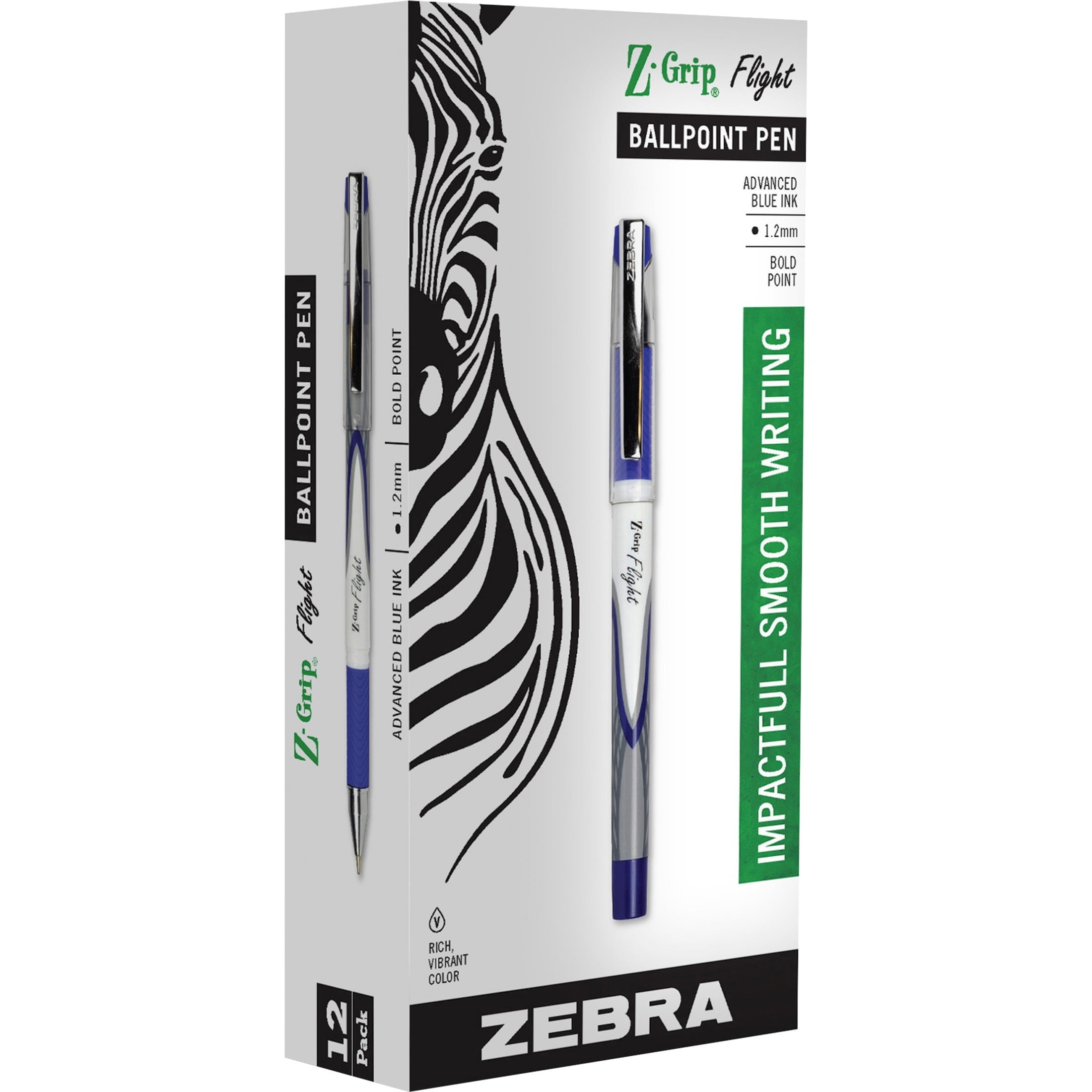 Zebra Z-Grip MAX Ballpoint Retractable Pen Blue Ink Medium Dozen 22420