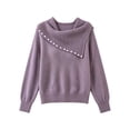 thumbnail image 6 of Vynhevius Womens Beaded Cowl Neck Sweater Long Sleeve Casual Winter Pullover Top, 6 of 6