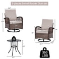 thumbnail image 3 of Wiilayok 3 Pieces Outdoor Swivel Glider Rocker Bistro Set, PE Wicker Rattan Patio Furniture Set, Rocking Chairs for Porch Deck Backyard, Beige, 3 of 9
