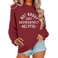 thumbnail image 5 of JFGHDG Women's Letter Graphic Sweatshirts Crew Neck Long Sleeve Streetwear Tops Wine 2XL, 5 of 8