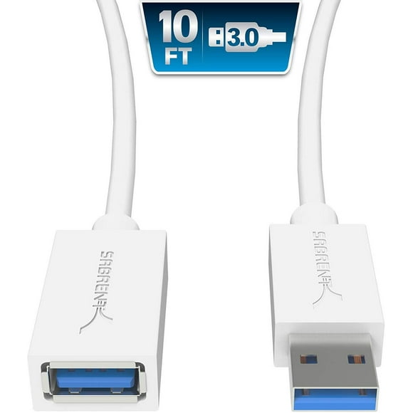 Sabrent Câble d'Extension USB 3.0 22AWG - A-Male à A-Femelle [Blanc] 10 Pieds (CB-301W)