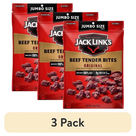 (3 pack) Jack Link's 100% Beef Original Tender Bites 5.85oz Resealable Bag