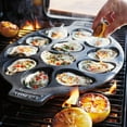 thumbnail image 4 of Outset Cast Iron Oyster Grill Pan, 12 Cavity Oyster Cooking Pan, 13.25" x 19.25" x 1", 4 of 8