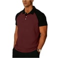 thumbnail image 3 of UVEASISHA Fashion Polos Shirts for Men Color Block Raglan Short Sleeve Workout T-Shirts Summer Regular Fit Collared Golf Shirt Comfort Summer Tees Wine M, 3 of 6