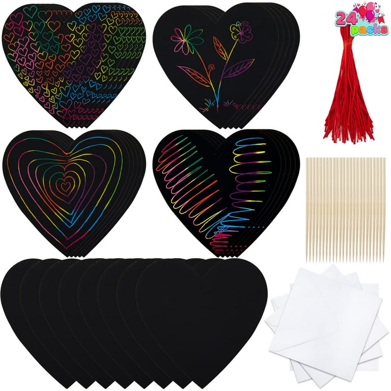  iLuane Valentines Day Craft Kit for Kids 42 Packs Gifts Cards,  Magic Color Rainbow Heart Shape Scratch Craft Art Kit for Class Valentines  DIY Art Activity, School Valentines Day Gifts for