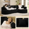 thumbnail image 6 of Muumblus Curved Sectional Sofa, Oversized L-Shaped Couch, Modern Corduroy Sleeper Couches for Living Room, Black (Chaise on Right), 6 of 11