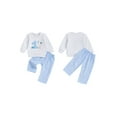 thumbnail image 2 of Qmyliery Baby First Birthday Outfit Goose Embroidered Long Sleeve Sweatshirt Plaid Pants 2 Piece Set, 2 of 9