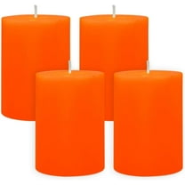 NestE 4 Packs Dripless Orange Pillar Candles 2x3 Inch Unscented 24 Hour Fall Harvest Cylinder Candles for Thanksgiving Day Dinner Tables, Wedding, Party, Home Decor