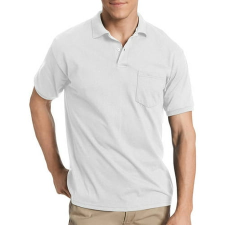 Hanes Mens Ecosmart Jersey Polo Shirt with Pocket