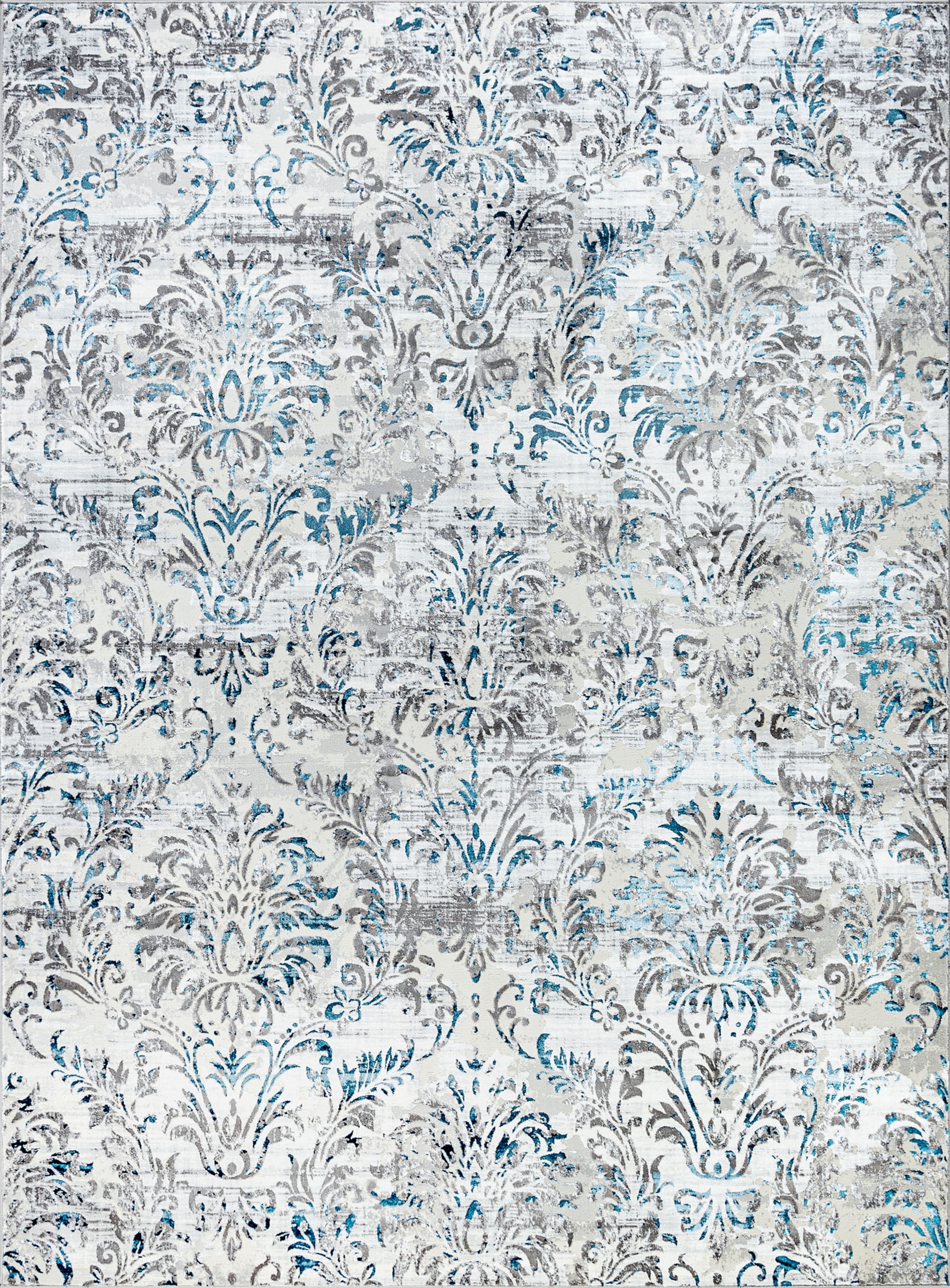 Antik Transitional 5' x 7' Blue and Gray Polypropylene & Polyester Indoor Area Rug