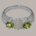thumbnail image 4 of LBG British Made 10k White Gold Natural Opal & Peridot Womens Promise Ring - 33 size options - Size 9.5, 4 of 7
