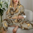 thumbnail image 6 of Pajama Sets for Women 2 Pcs, Moon Stars Owls Button Down Long Sleeve Sleepwear Lounge PJ Sets, 6 of 6