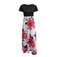 thumbnail image 4 of Teissuly Fashion Women Short Sleeve Floral Boho Printing Long Dress Ladies Casual Dress, 4 of 6