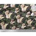thumbnail image 2 of Soimoi Black Cotton Duck Fabric Dinosaurs & Leaves Kids Printed Craft Fabric by the Yard 42 Inch Wide, 2 of 3