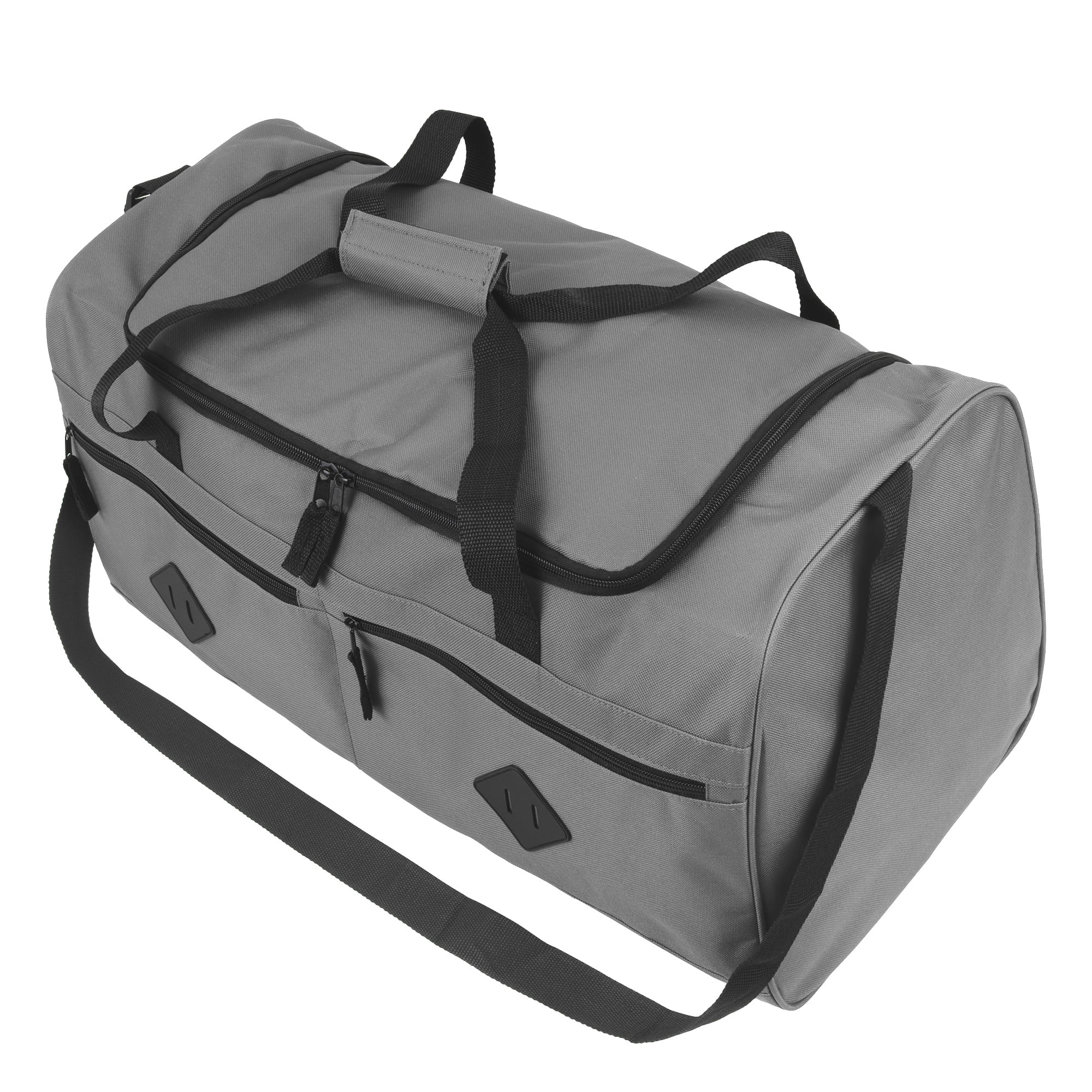 24 Pack 24 Inch 55 Liter Overnight Duffel Bags with Zippered Pockets for Men, Women, Sports, Gym, Travel, Commuting in Gray