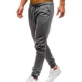 thumbnail image 4 of Paille Mens Elastic Waist Trousers Casual Loose Sport Sweatpants Beam Foot Solid Color Pants with Pockets Deep Gray L, 4 of 7
