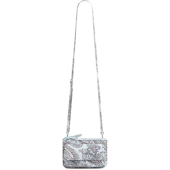 Vera Bradley Cotton Wallet Crossbody Purse with RFID Protection in Soft Sky Paisley