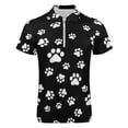 thumbnail image 4 of Paws Pattern Men Zipper T-shirt Summer Casual Short Sleeve T-shirt Top, 4 of 7