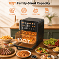 thumbnail image 6 of 12QT Air Fryer Toaster Oven, 24H Delay Start Timer, 12 Preset Menus, Patbrela Full-Color Touchscreen, 1500W Broi, Dehydrate, Bagel, Seafood for Home, 6 of 9