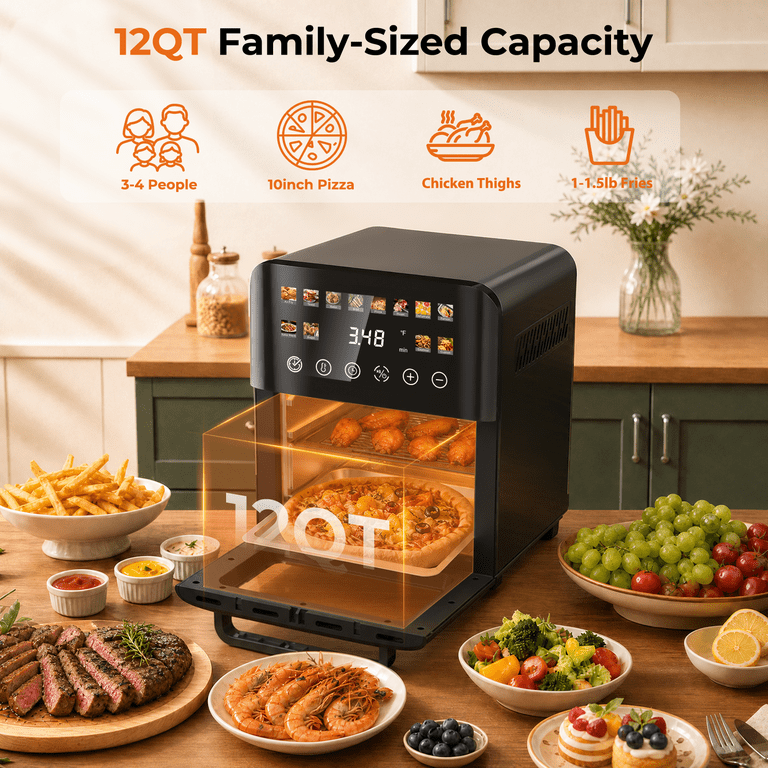 Patbrela 12QT Air Fryer Toaster Oven with Touchscreen photo 6