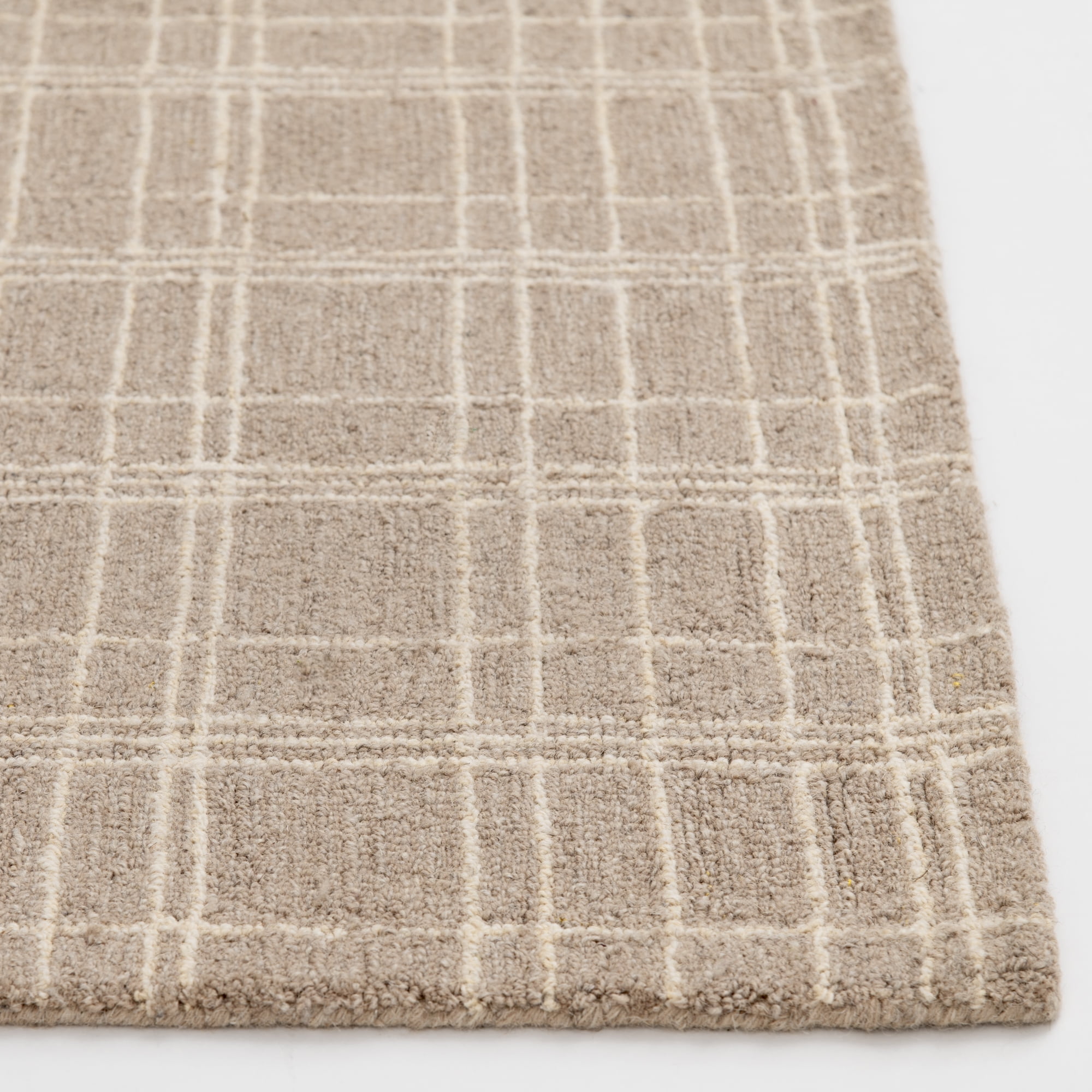 Better Homes & Gardens Beige Plaid Wool Indoor Area Rug, 7'10"x9'10"