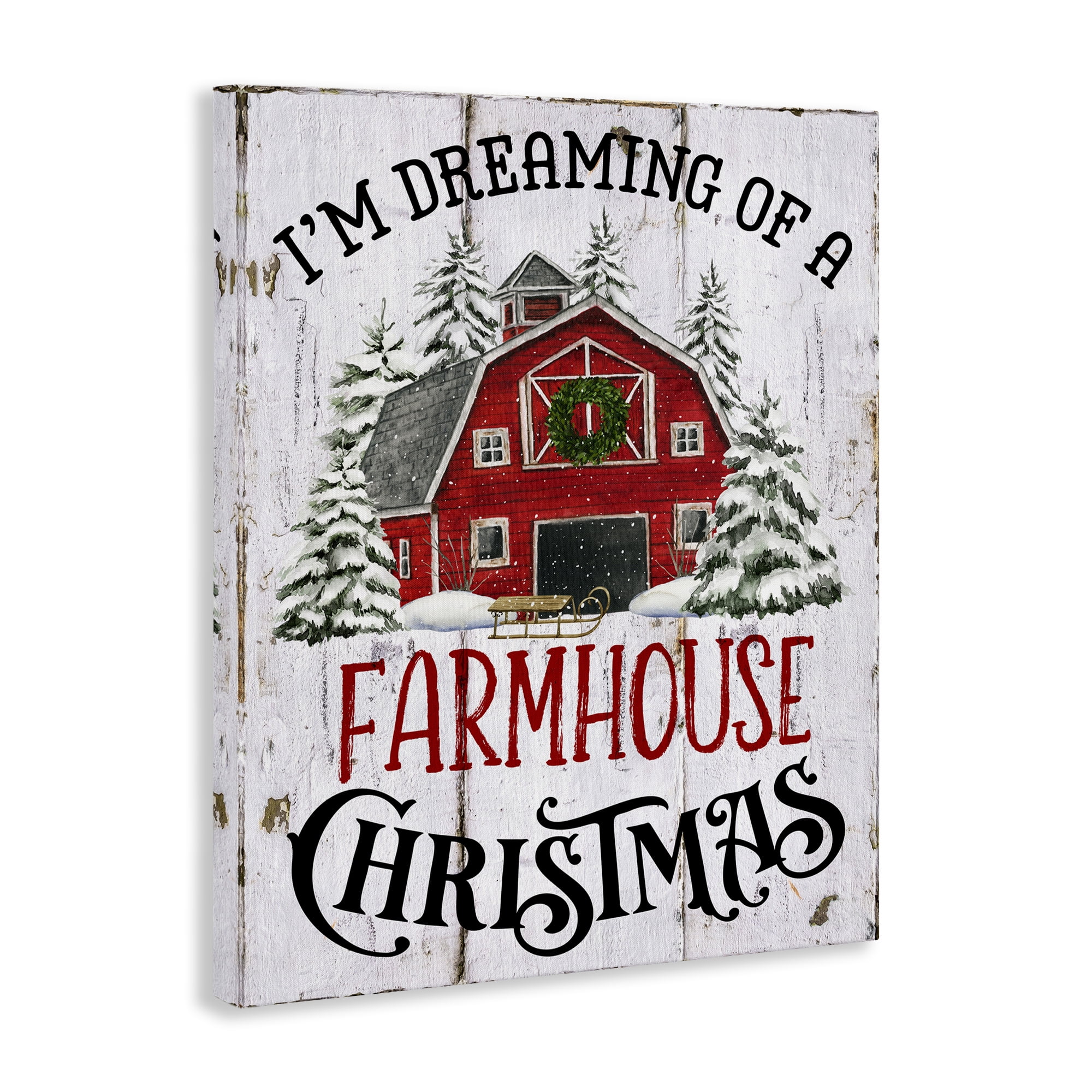Stupell Industries Farmhouse Christmas Dreaming Holiday Painting Gallery Wrapped Canvas Art Prints Wall Art, 36 x 48