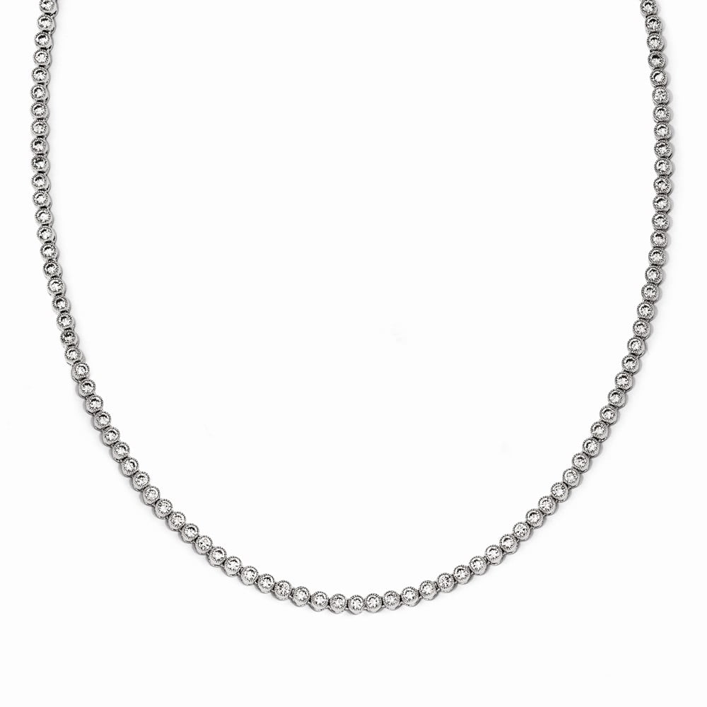 Solid 925 Sterling Silver Unique CZ Cubic Zirconia Pendant Necklace Charm  Chain 18