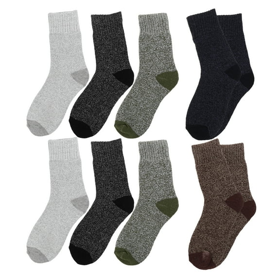 Raindrops 5 Pairs Mens Winter Thermal Socks Cozy Crew Socks Soft and Warm Cotton Crew Socks for Hiking Moisture Wicking Socks for Cold Weather