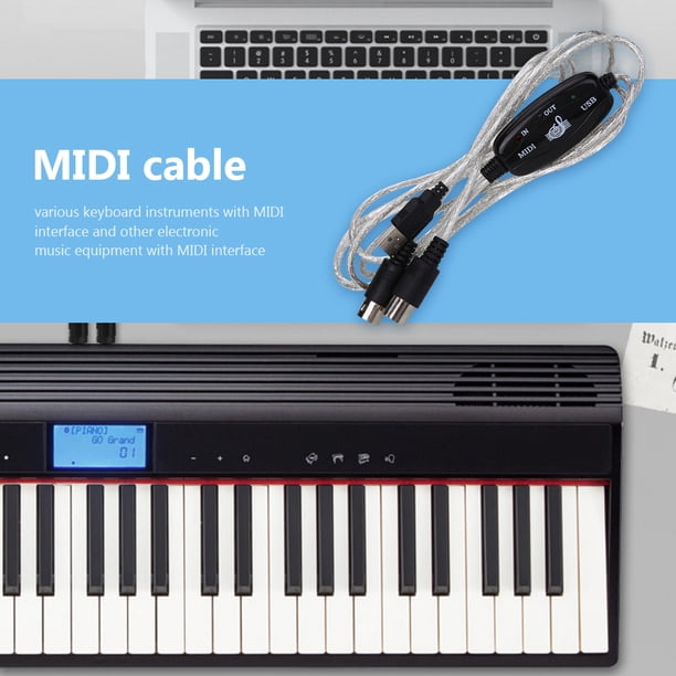 Interfaz USB de piano electrónico portátil Ehuebsd convertidor MIDI adaptador de Cable de estudio de música