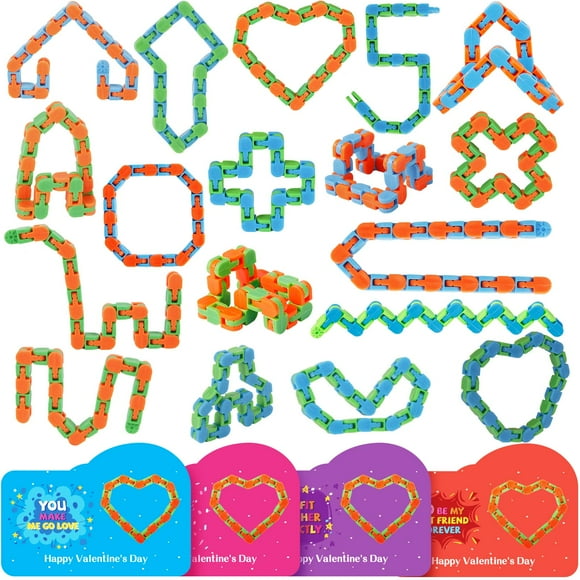 Feltom 28 piezas de regalos del día de San Valentín para niños  Wacky Tracks Fidget Toy Tarjetas de San Valentín para niños Finger Fidget juguete sensorial para aliviar el estrés  Premios de interca