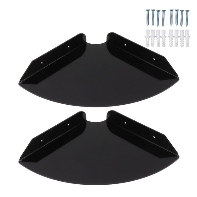 Estantes de esquina flotantes para montaje en pared, estantes de esquina colgantes de cuarto redondo para dormitorios, salas de estar, cuarto de ducha, color negro, 2 uds.