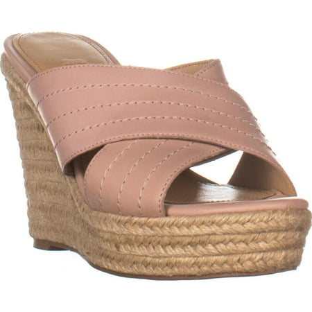 Womens Nine West Hope Wedge Sandals, Light Pink Leather, 6.5 US