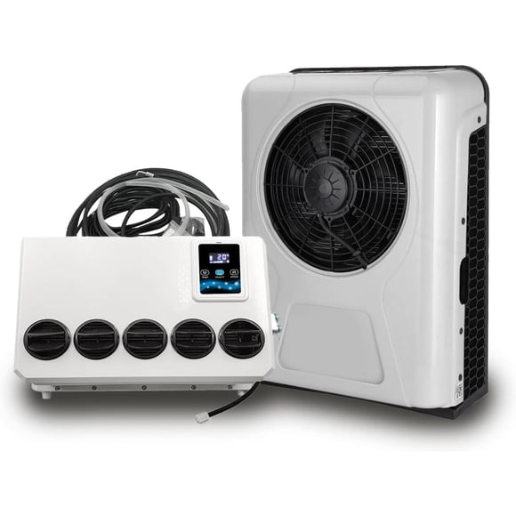 Aspligo Climatiseur de Stationnement Électrique 12V DC 8000BTU, Universel pour Semi-Remorque, Véhicule Récréatif, RV, Bateau, Bus et Véhicules de Construction