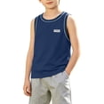 thumbnail image 2 of BCSIOAOI Boys Tank Tops,Crew Neck Contrast Trim Sleeveless Solid Casual Tank Tops Navy 7-8 Years, 2 of 9