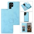 thumbnail image 1 of Wallet Case for Samsung Galaxy S23 Ultra, Vintage Retro PU Leather Soft Silicone Shockproof Magnetic Flip Folio Cover with Kickstand Card Slots Holder Wrist Strap Shockproof Case, Lightblue, 1 of 8