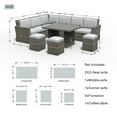 thumbnail image 3 of Direct Wicker 7-Piece Patio Garden Rattan Wicker Dining Sofa Set with Cushions - Gray, 3 of 10