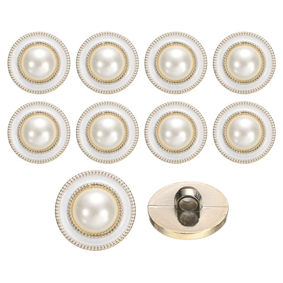 10Pack 18mm Round Resin Vintage Clothes Sewing Button Metal Coat Pearl Buttons Craft Accessories for Garment Coat Decoration Crafts DIY Project, White