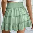 thumbnail image 5 of Olyvenn Flowy Shorts for Women Casual Boho Ruffle Tiered Skorts Elatic High Waist Cute Mini Skirts Bulit in Legging Shorts Green M, 5 of 5