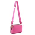 thumbnail image 1 of Bandolera EVVE Trendy con triple cremallera pequeña de piel vegana fucsia, 1 of 6